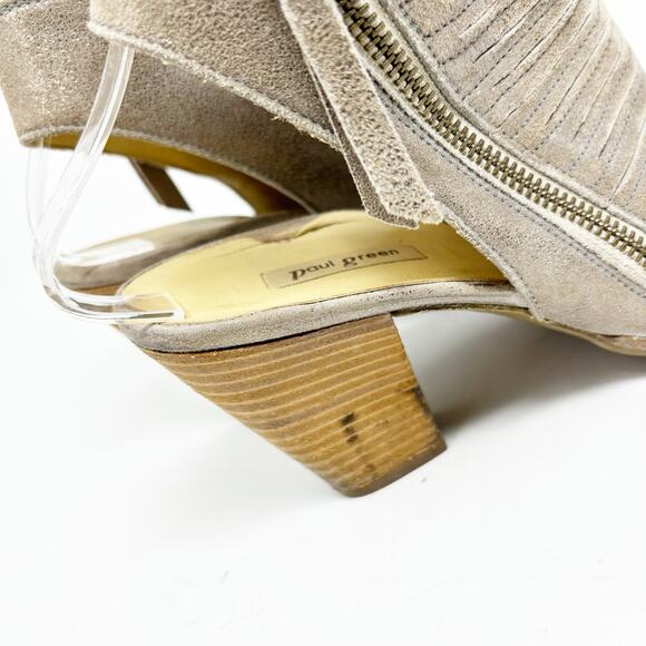 Paul Green Booties Size 7 Peep Toe Gold Laser Cut Metallic Leather Cayanne - Picture 5 of 14